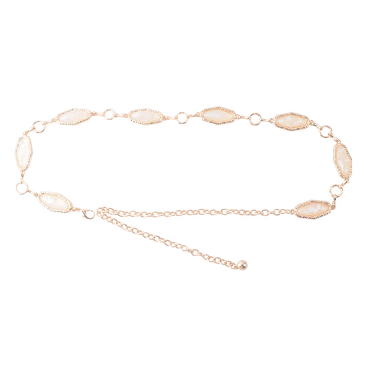 Gold Accented Pearl Princess Chain Belt