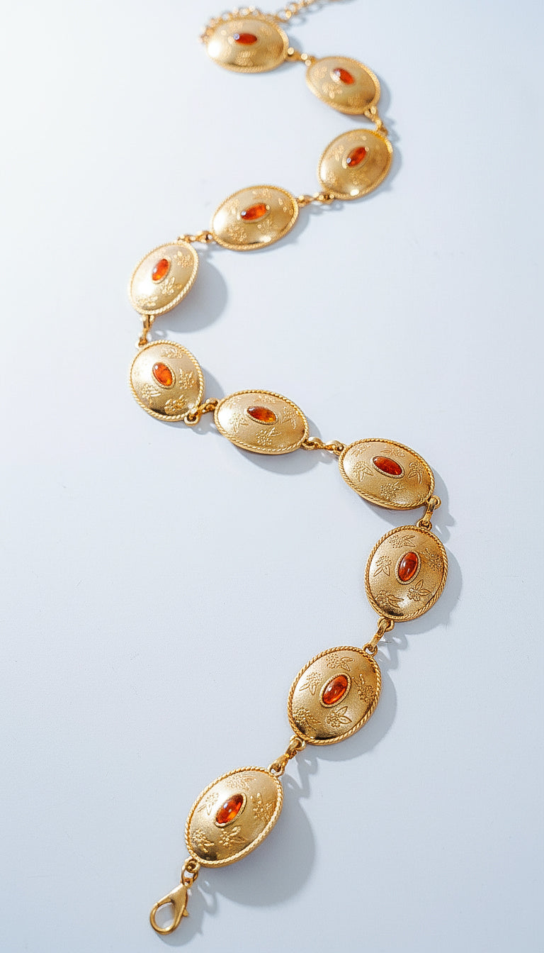 Gold Chain Belt with Delicate Amber Stones