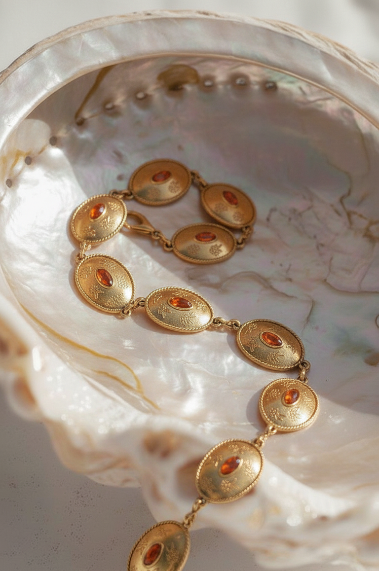 Gold Chain Belt with Delicate Amber Stones