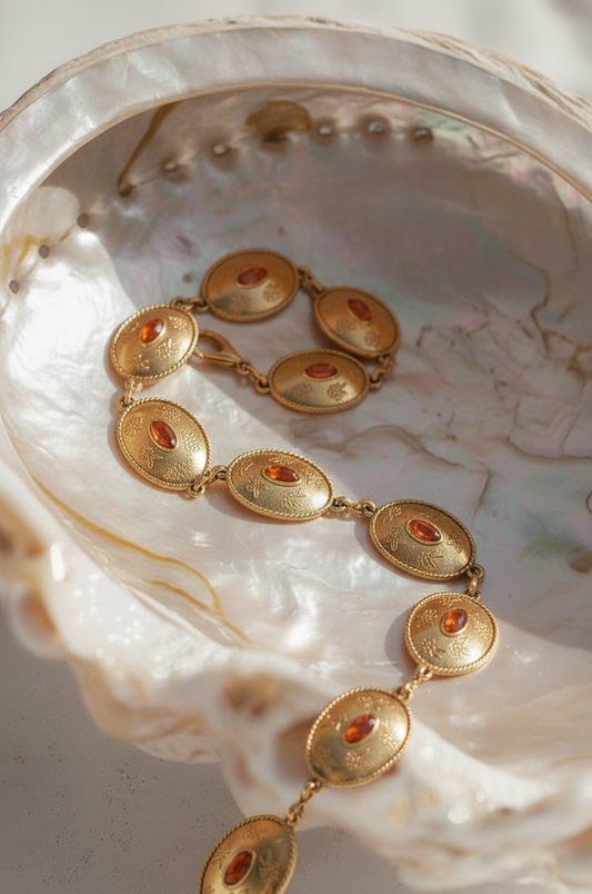 Gold Chain Belt with Delicate Amber Stones