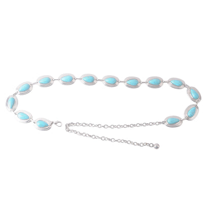 Turquoise Teardrop Stone Chain Belt