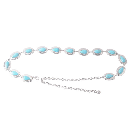Turquoise Teardrop Stone Chain Belt