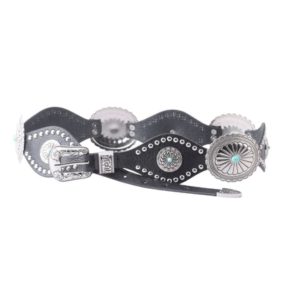 Maximalist Silver Concho Western Buckle Leather Belt