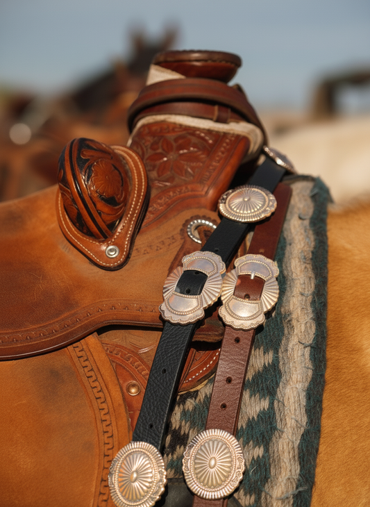 Shiny Gold Concho Leather Belt