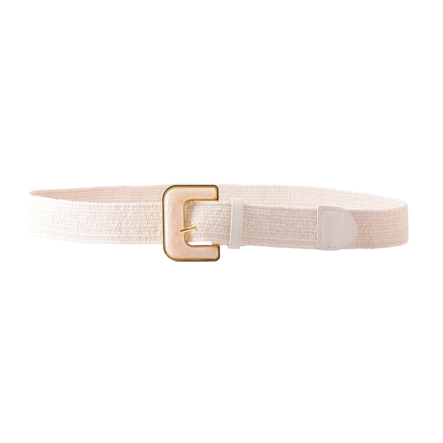 Subtle Sparkle Angular Buckle Raffia Stretch Belt
