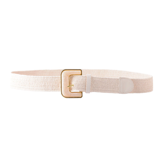 Subtle Sparkle Angular Buckle Raffia Stretch Belt