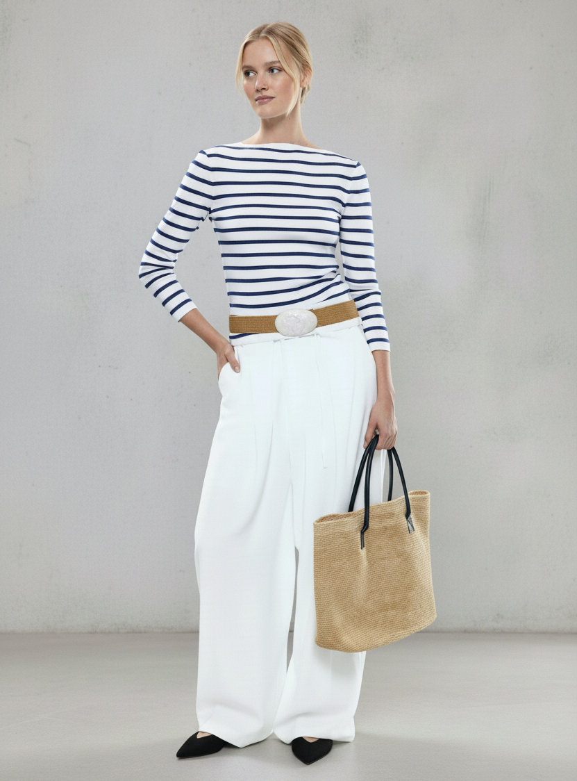 Raffia Stretch Belt with Crackle Quartz Buckle