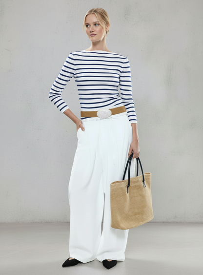 Raffia Stretch Belt with Crackle Quartz Buckle