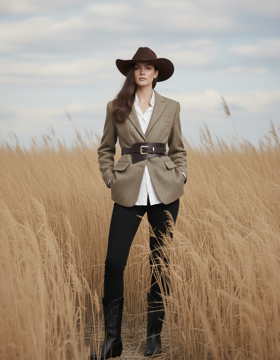 Asymmetrical Waist Cinching Belt with Polished Signature Hardware