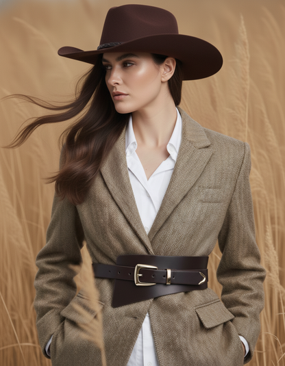 Asymmetrical Waist Cinching Belt with Polished Signature Hardware
