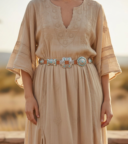 Turquoise Dottie Floral Concho Belt