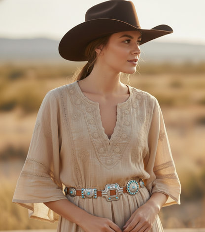 Turquoise Dottie Floral Concho Belt