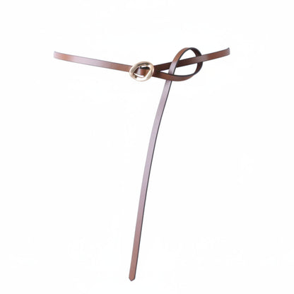 Ultra Thin Tie-On Asymmetrical Buckle Belt