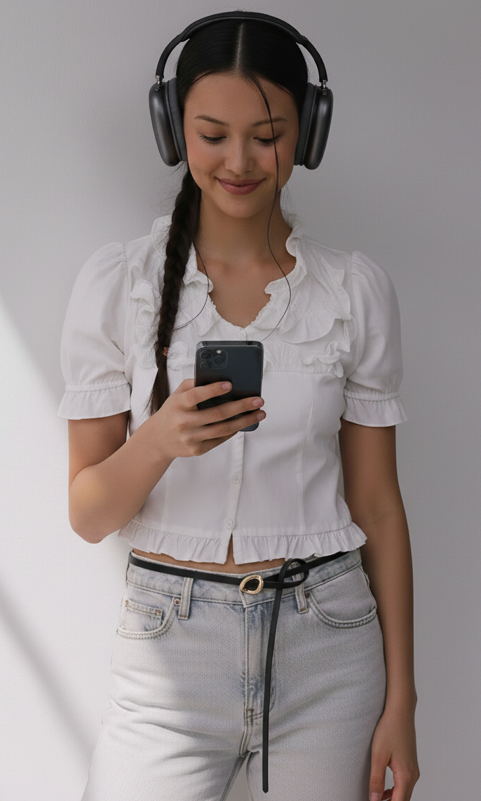 Ultra Thin Tie-On Asymmetrical Buckle Belt
