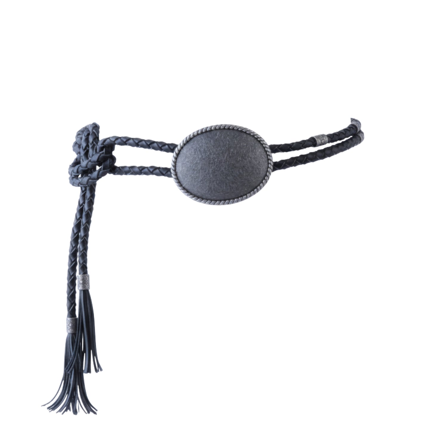 The Outlaw: A Braided Leather Western Rope Belt with Oval Concho and Tassel