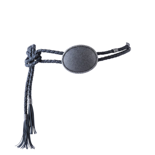 The Outlaw: A Braided Leather Western Rope Belt with Oval Concho and Tassel