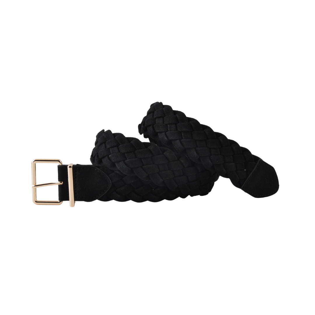 Gold Buckle Wide Braided Belt