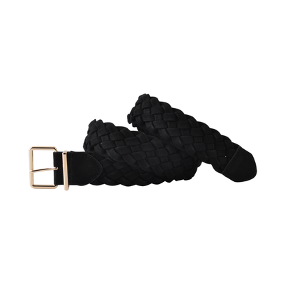 Gold Buckle Wide Braided Belt