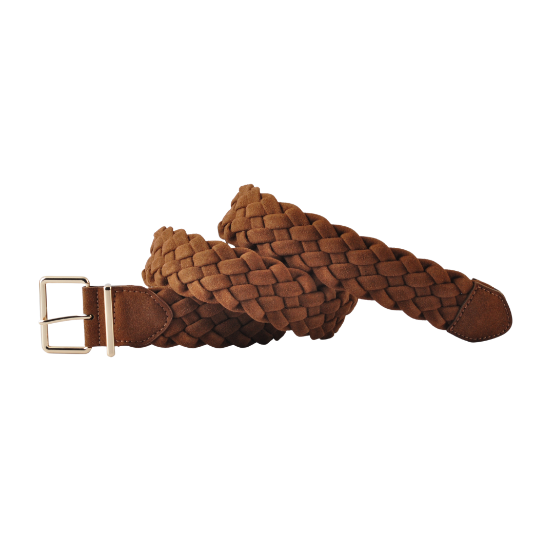 Gold Buckle Wide Braided Belt