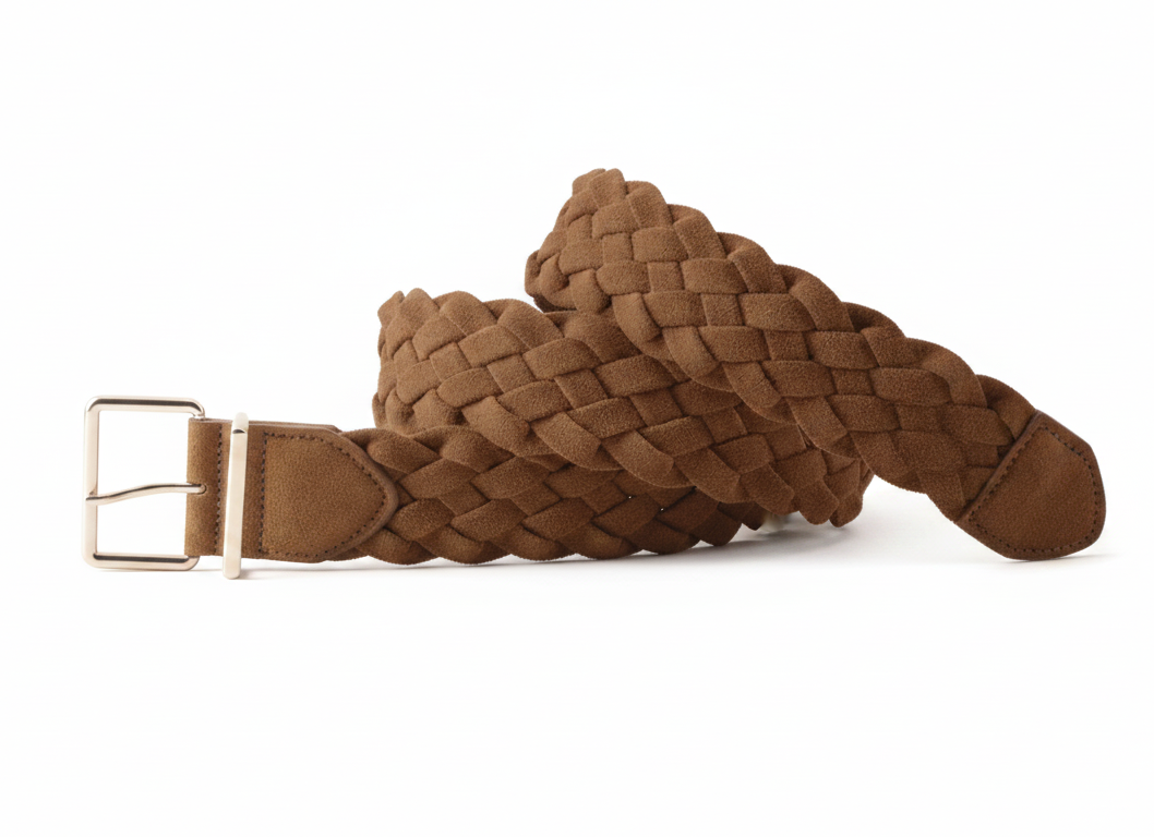 Gold Buckle Wide Braided Belt