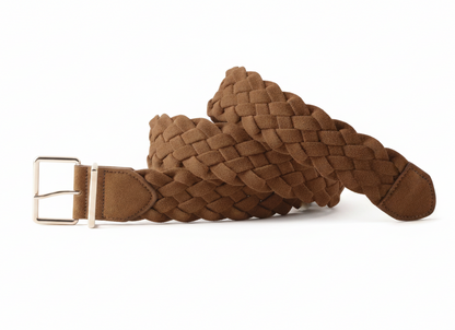 Gold Buckle Wide Braided Belt