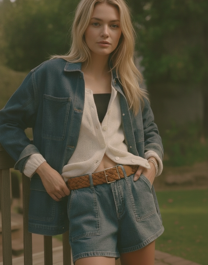 Gold Buckle Wide Braided Belt