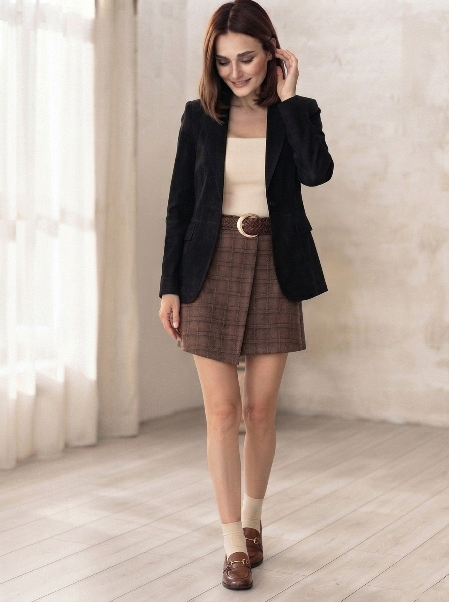 Bianca Braided Stretch Belt with Gold Crescent Buckle