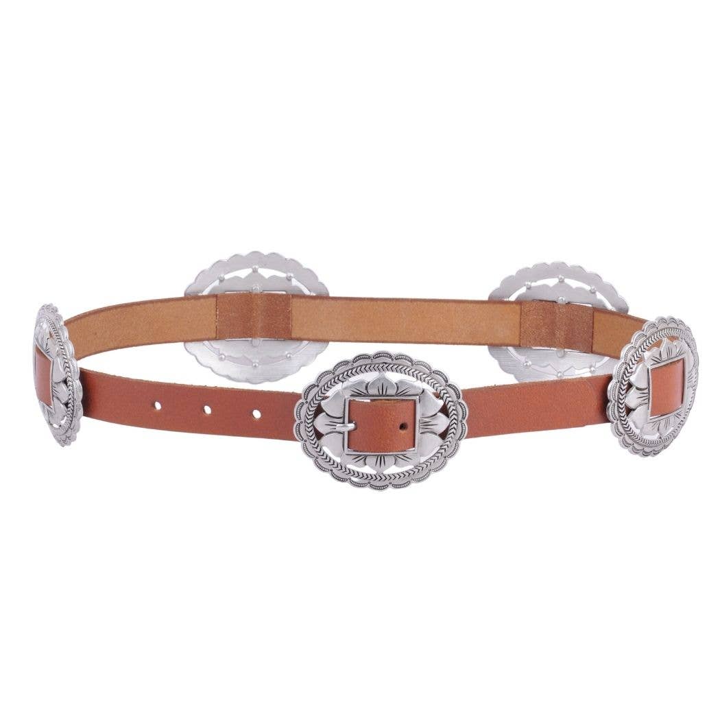 5192-TAN-S 5192 - Western Concho Leather Belt - Wholesale Belt - Most Wanted USA