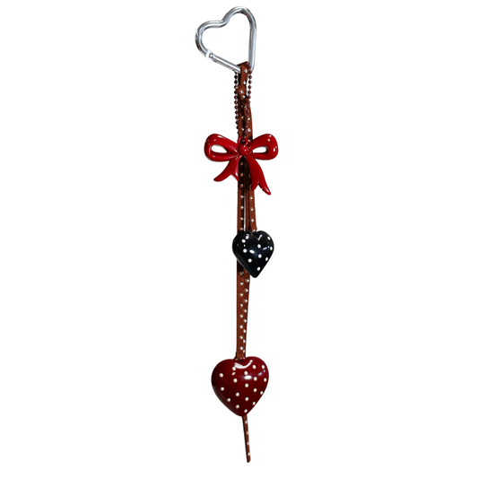 Polka Dot Bow and Heart Bag Charm