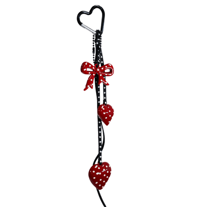 Polka Dot Bow and Heart Bag Charm