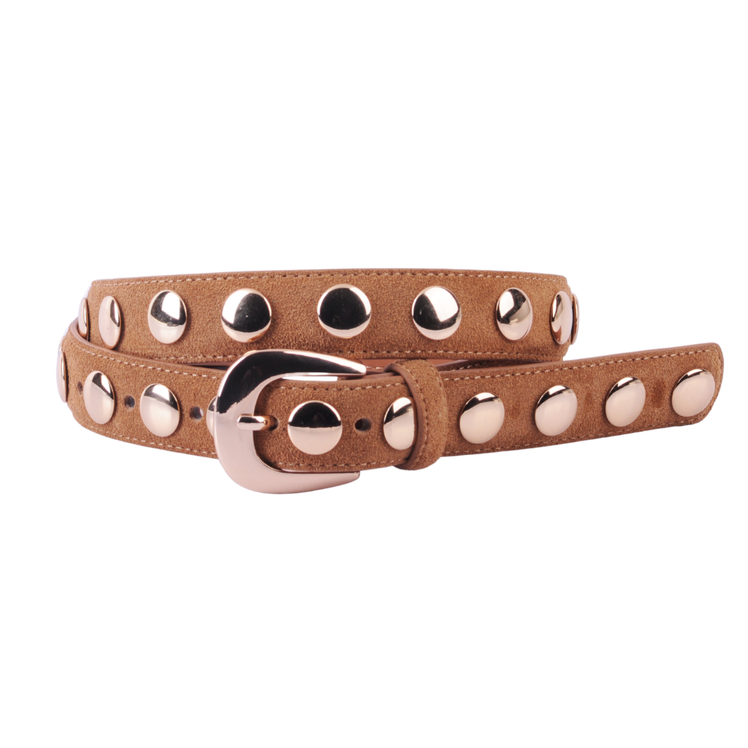 Suede Belt with Wide Studs - Ships October 27th