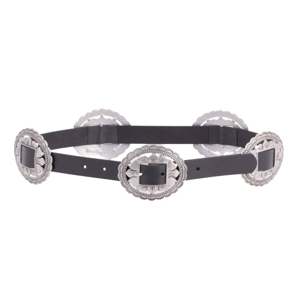 5192-BLACK-S 5192 - Western Concho Leather Belt - Wholesale Belt - Most Wanted USA