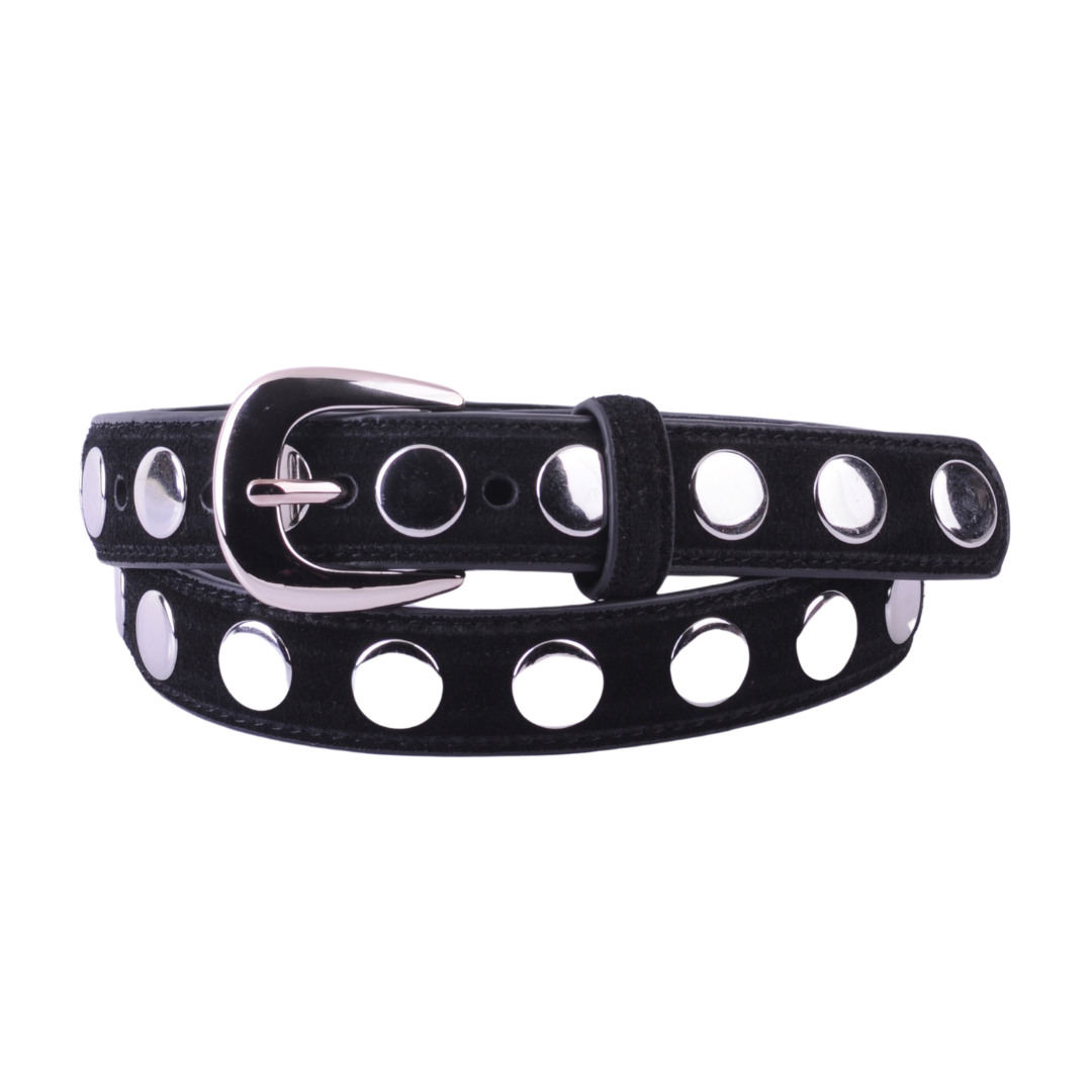 Suede Belt with Wide Studs - Ships October 27th