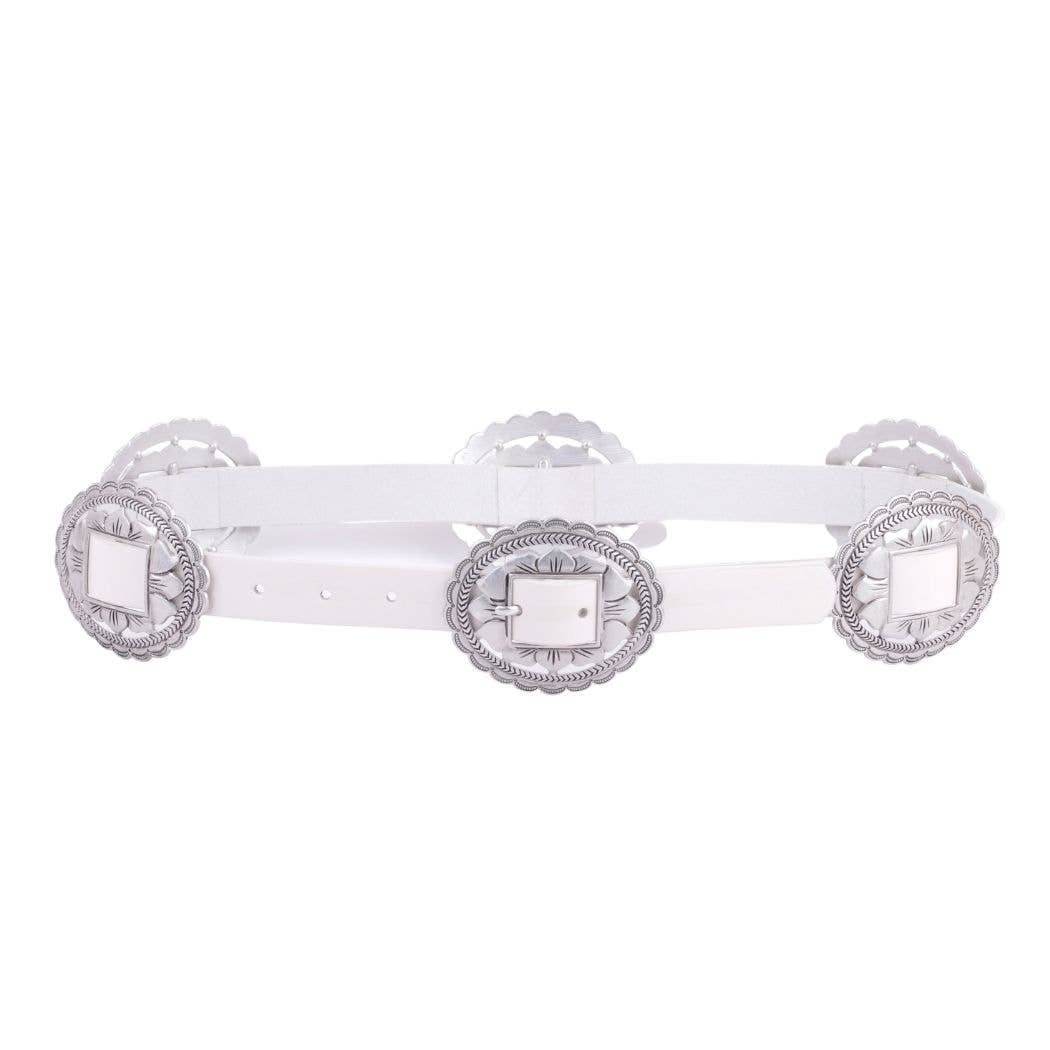 5192-BONE-S 5192 - Western Concho Leather Belt - Wholesale Belt - Most Wanted USA