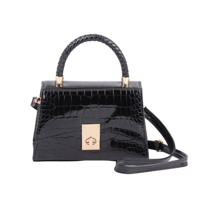 1534-BLACK 1534 - Snakeskin Trendy Bag: Make a Bold Fashion Statement! - Wholesale Handbag - Most Wanted USA