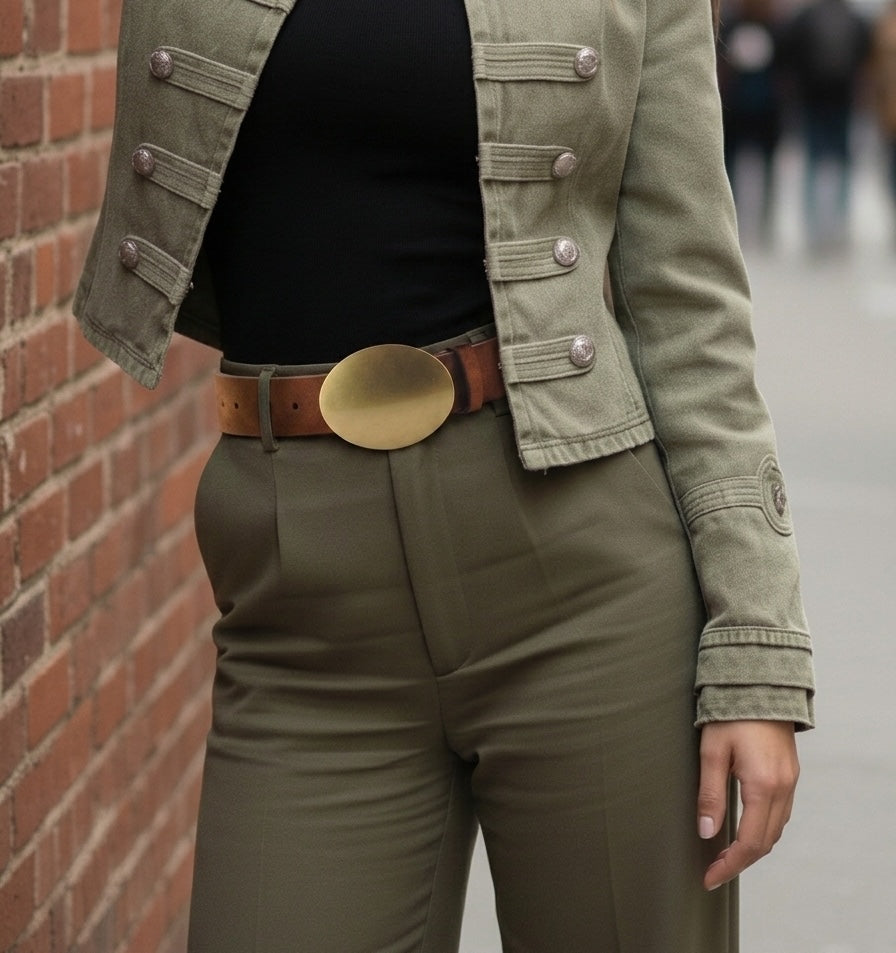 Suede strap with Horizontal Oval Buckle