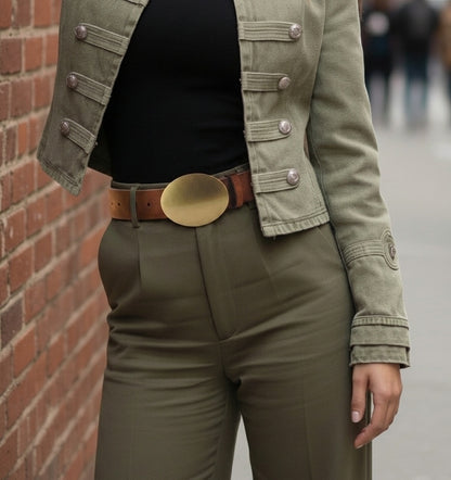 Suede strap with Horizontal Oval Buckle