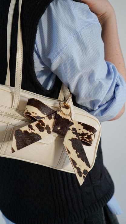 Leather & Calf Hair Bow Hang-Off - Ships September 29th