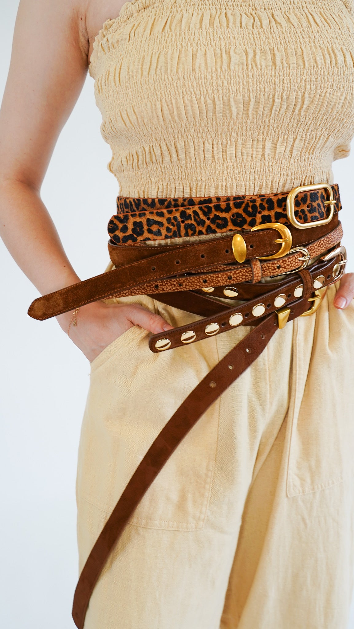 Suede Belt with Gold Curve Buckle - Ships September 29th