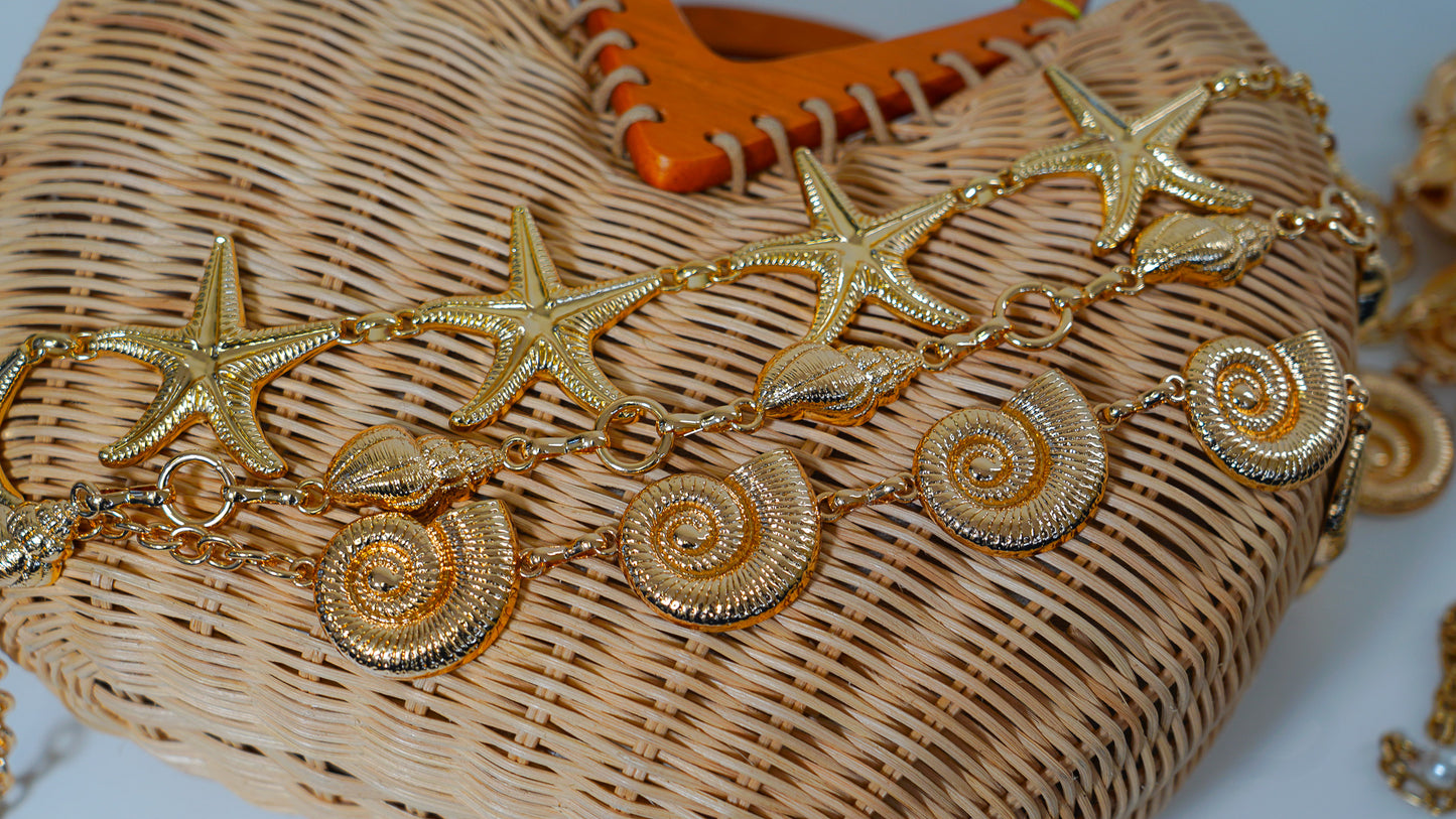 Gold Spiral Seashell Chain Belt