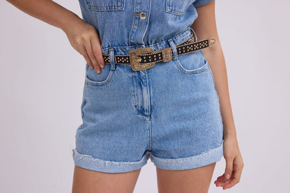 Glam Zipper-Lined Rhinestone Adorned Western Belt - Ships September 29th