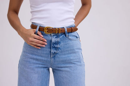 Leather Belt with Metal Strap Holders