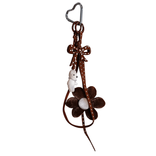 Teddy Bear + Plush Flower Bag Charm