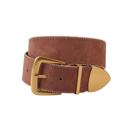 Zipper Lined Belt with Gold Hardware - Ships October 27th