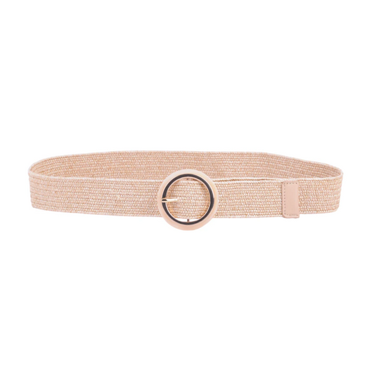 Glossy Acrylic Buckle Raffia Stretch Belt