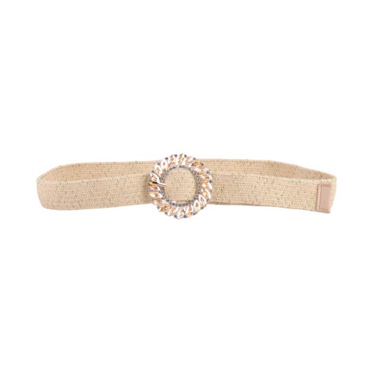 Gold Sparkle Rhinestone Buckle Stretch Belt