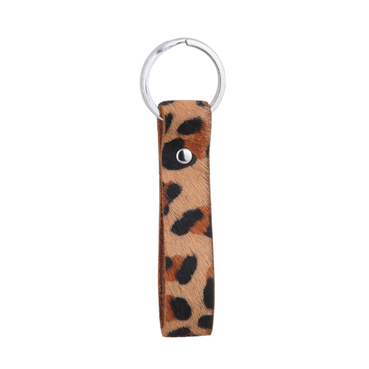 4072 - Leopard Print Calf Hair Keychain
