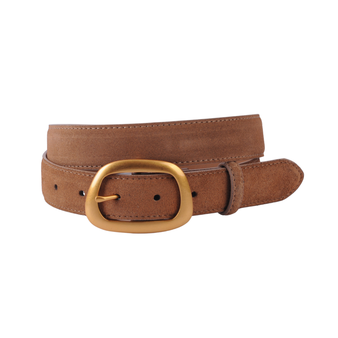 Suede Belt with Organic Shape Buckle - Ships September 29th