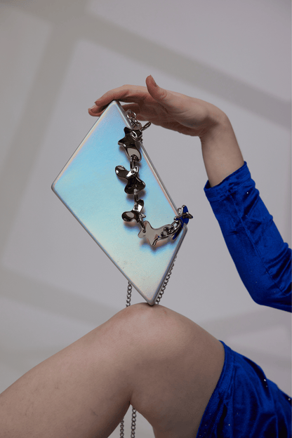 1600 - Dazzling Sophistication: Shimmer PU Asymmetrical Clutch - Wholesale Handbag - Most Wanted USA