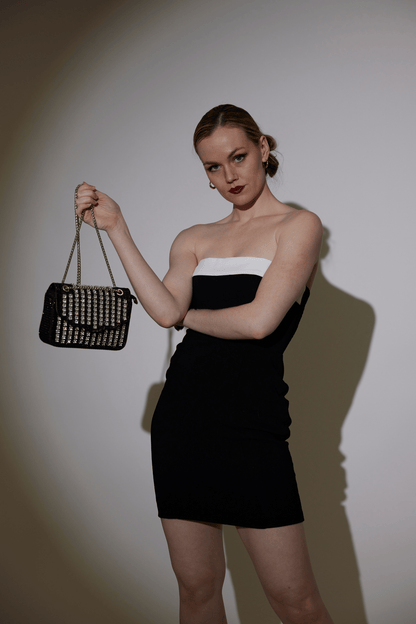 1613 - Timeless Sparkle: Classic Rhinestone Crossbody Elegance - Wholesale Handbag - Most Wanted USA